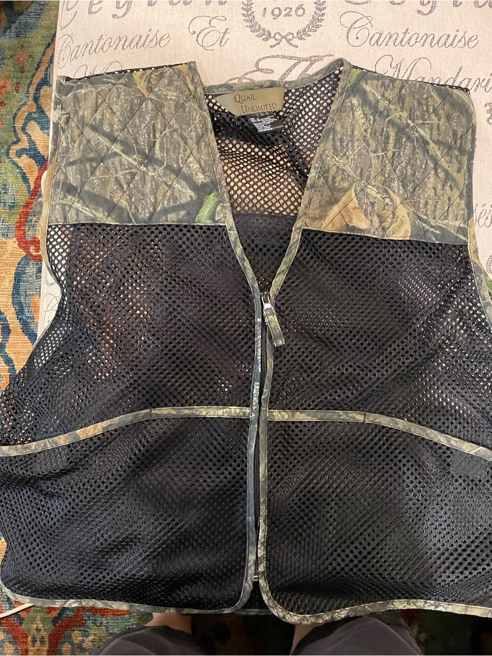Quail Unlimited Mesh Hunting Vest in Camo and Black